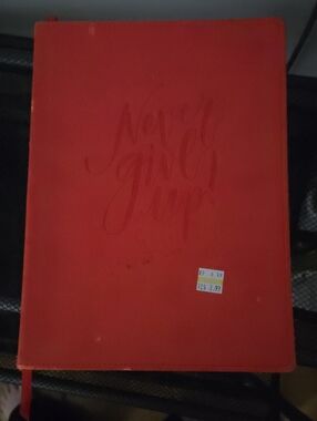 Red 'Never Give Up' Embossed Journal